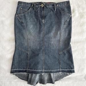 y2k midi denim skirt with the back a little longer